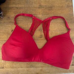 Victoria's Secret Red T-Shirt Bra with Mesh Back Detail